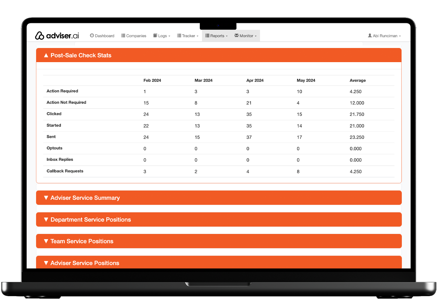 adviser.ai process on a laptop screen